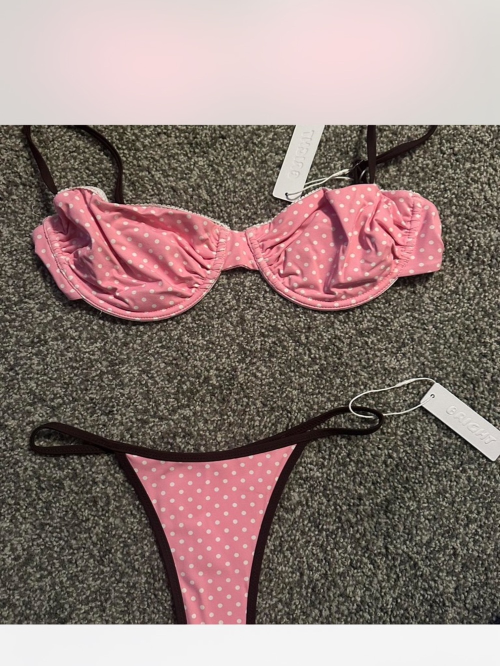 Brightswim wear Pink Polka Dot Underwire Bikini Set